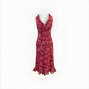Vintage Express Womens Y2K Fairy Grunge Dress Size 3/4 Pink Bias Floral Romantic